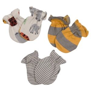 3-Pack Baby Boys Safari No Scratch Mittens